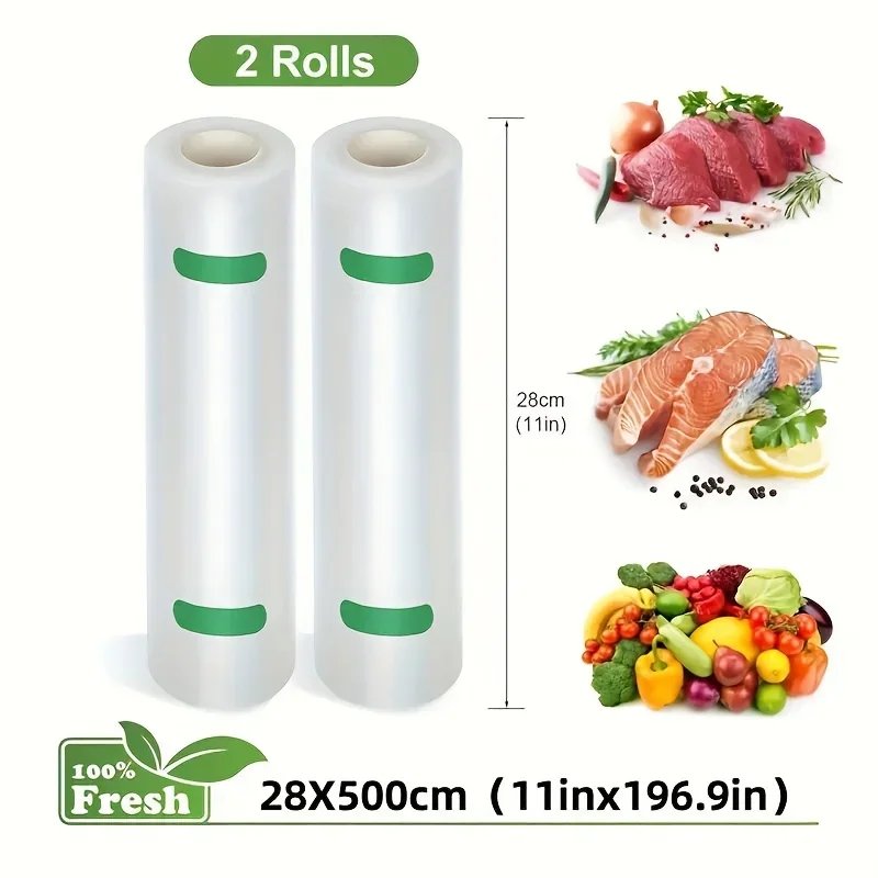 2 Rolls Vacuum Sealer Bags For Restaurant, Food Vac Storage Bag, BPA Free