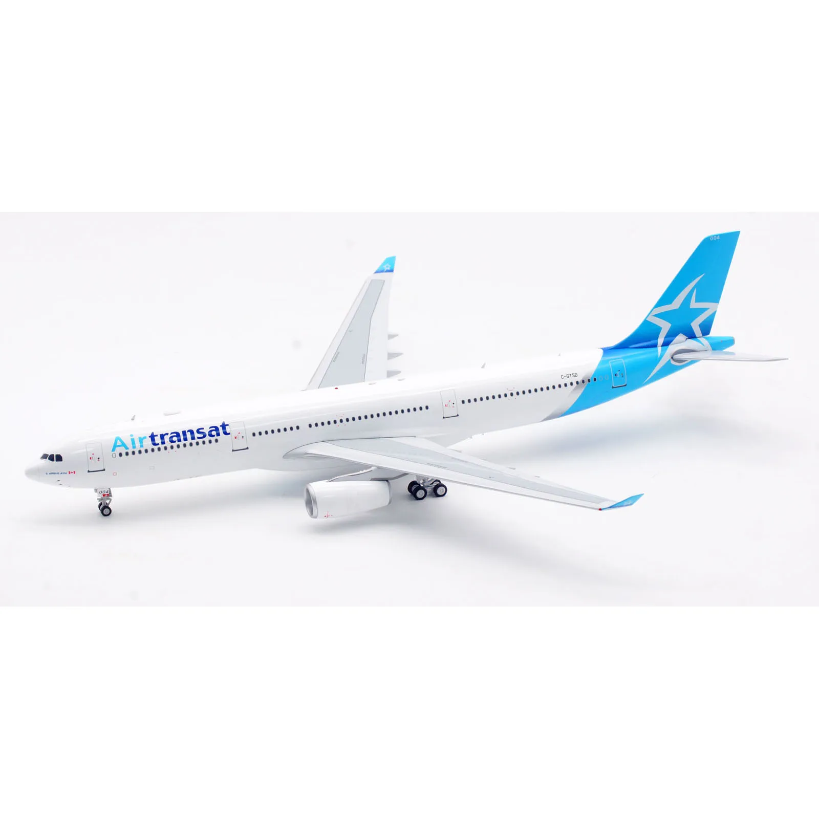 If333ts0124 liga avião colecionável presente inflatight 1:200 air transat airbus A330-300 diecast aeronave jet modelo C-GTSD com suporte