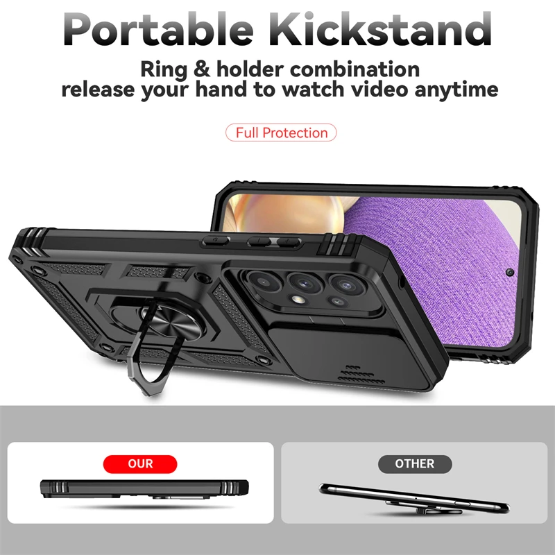 For Cover Samsung A35 Case Samsung Galaxy A35 5G Capas PC Shockproof Armor Slide Camera Lens Ring Holder Fundas Samsung A35 A 35 image 3