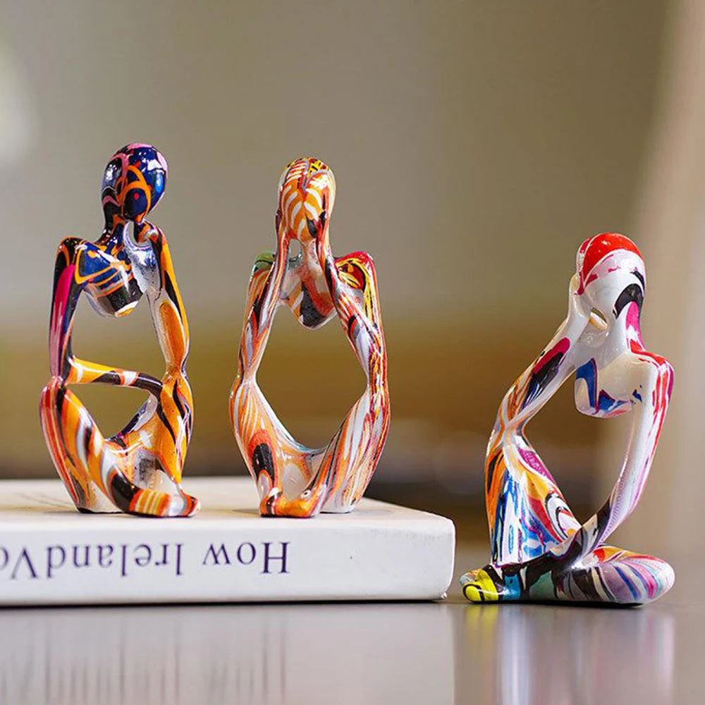 Colorful Mini Abstract Figurine Resin Sculpture Graffiti Style Home Ornament for TV Stands And Foyers Home Decorative Items