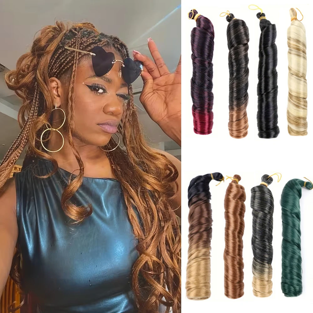 

24Inch French Curls Braiding Hair Synthetic Spiral Curls Braids Hair Extensions For Women Pre Stretched Loose Wave Braiding Hair