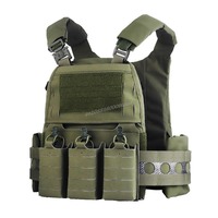 Ferro V5 FCPC Tactical Plate Carrier Modular Portable Hunting Vest MOLLE Airsoft Triple Mag Pouch with Zip On Back Panel Banger