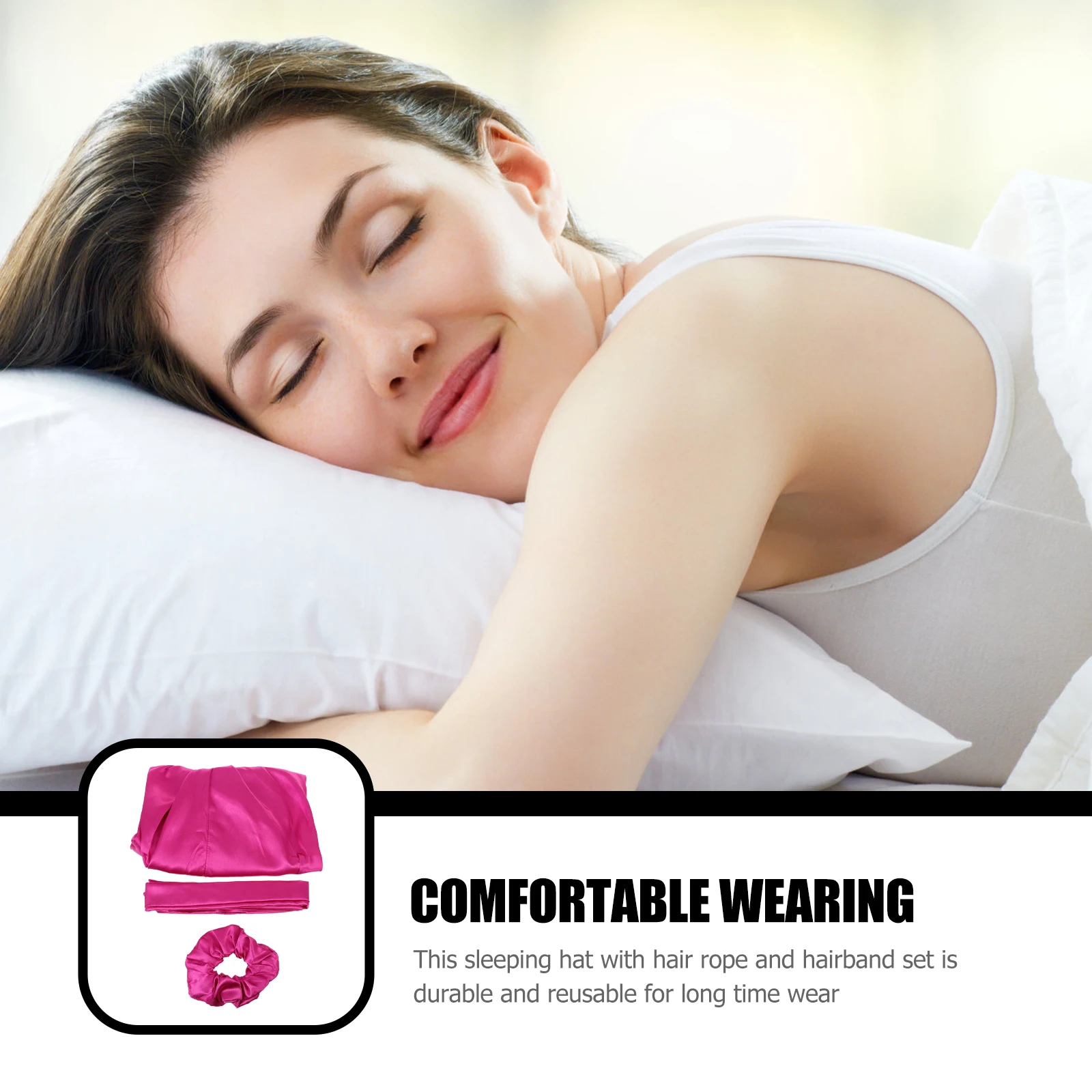 

1set 1Set Long Bonnet Women Reusable Travelling Elastic Brim Elastic Brim Travel Home Use Sleeping Hair Care Bonnet Set