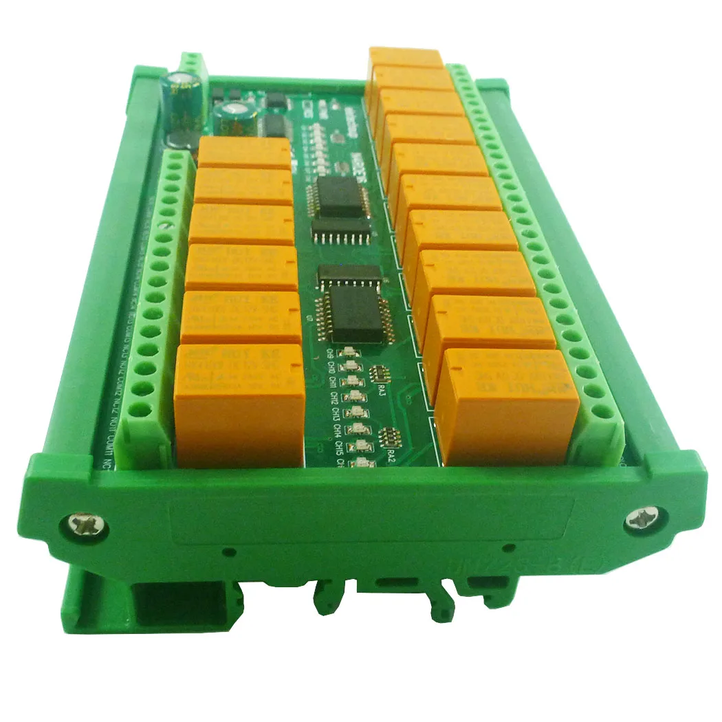 DC 12V 24V 16CH RS485 Multifunction Relay Module Modbus Rtu of the 3A Switch Digital Output N4ROE16 DIN C35 Rail Mount Box