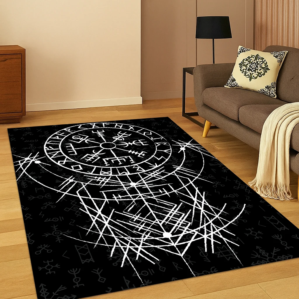 Odin Wikinger-Symbol Valknut Nordischer Valhalla-Teppich für Wohnzimmer, Schlafzimmer, Zuhause, Sofa, Dekoration, Bereich Teppich, rutschfeste Bodenmatte