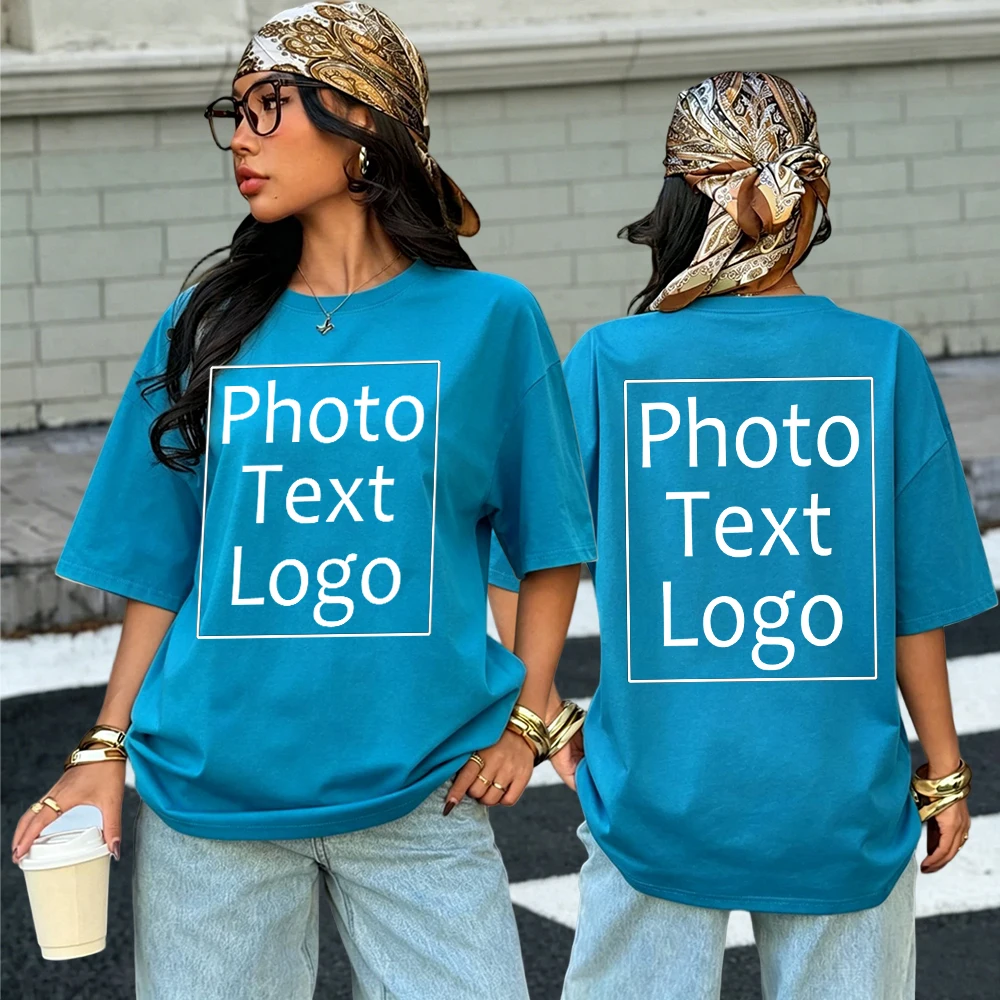 21 Color Custom T Shirt Personalized Design Woman Casual Crewneck T-Shirts Cotton Summer Clothes Y2K Breathable Oversized Tops