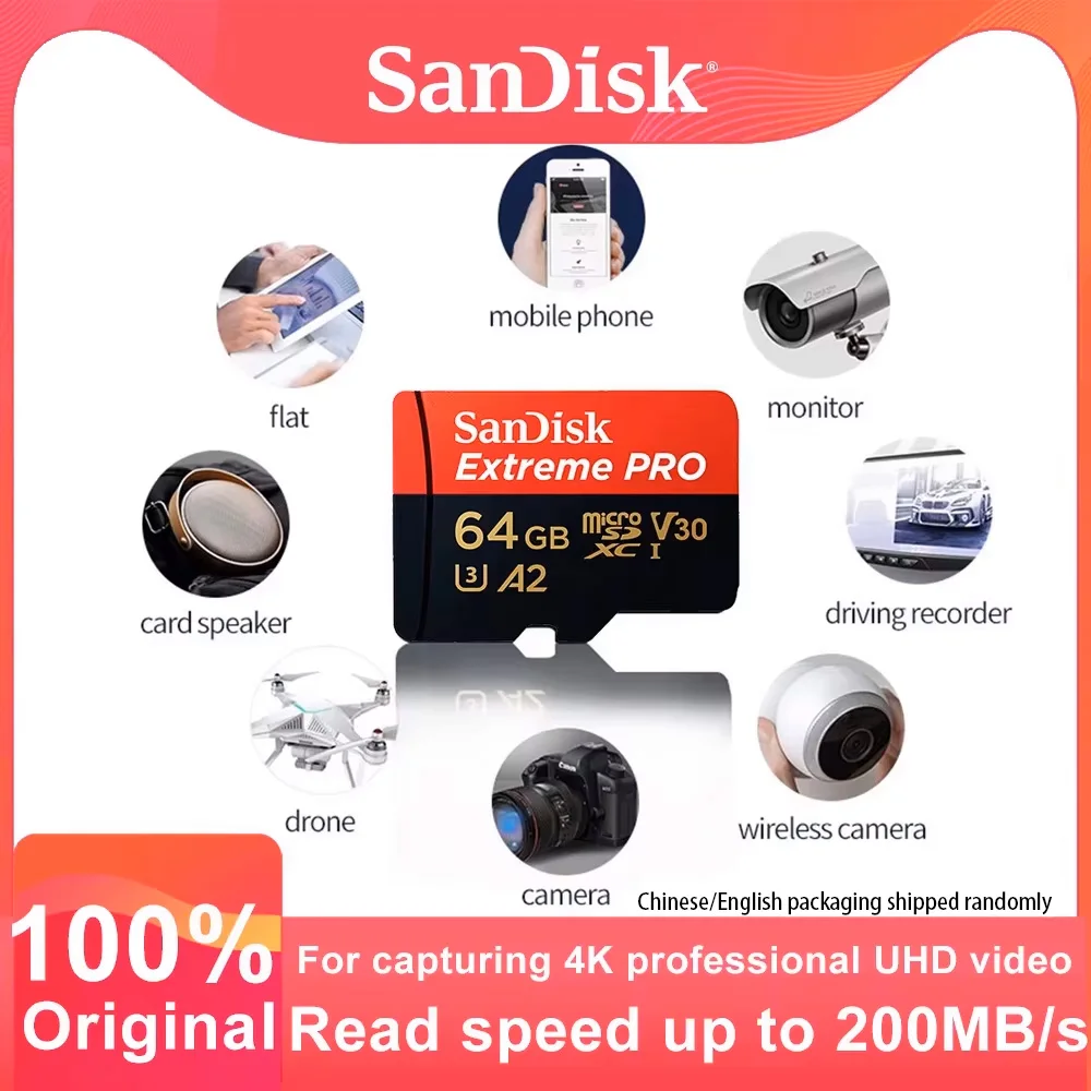 Tarjetas Extreme Pro Flash de 64GB, tarjeta Micro SD de 128GB, Micro SDXC, 256GB, UHS-I, 512GB, U3, V30, tarjeta TF, adaptador de tarjeta de memoria para cámara DJI