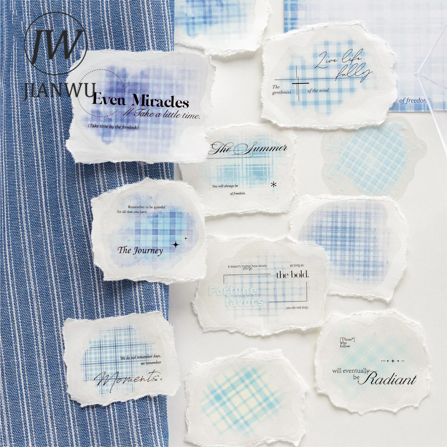 

JIANWU Colorful Plaid Paving Series Vintage Watercolor Gird Landscape Material Collage PET Sticker Creative Journal Stationery