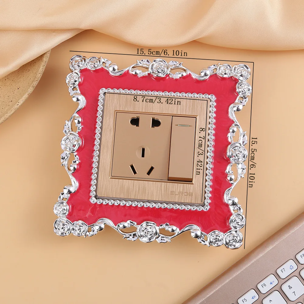 European Rose Embossed Switch Plate Cover Resin Decorative Wall Protector Surround For Home Office Socket Interior Art