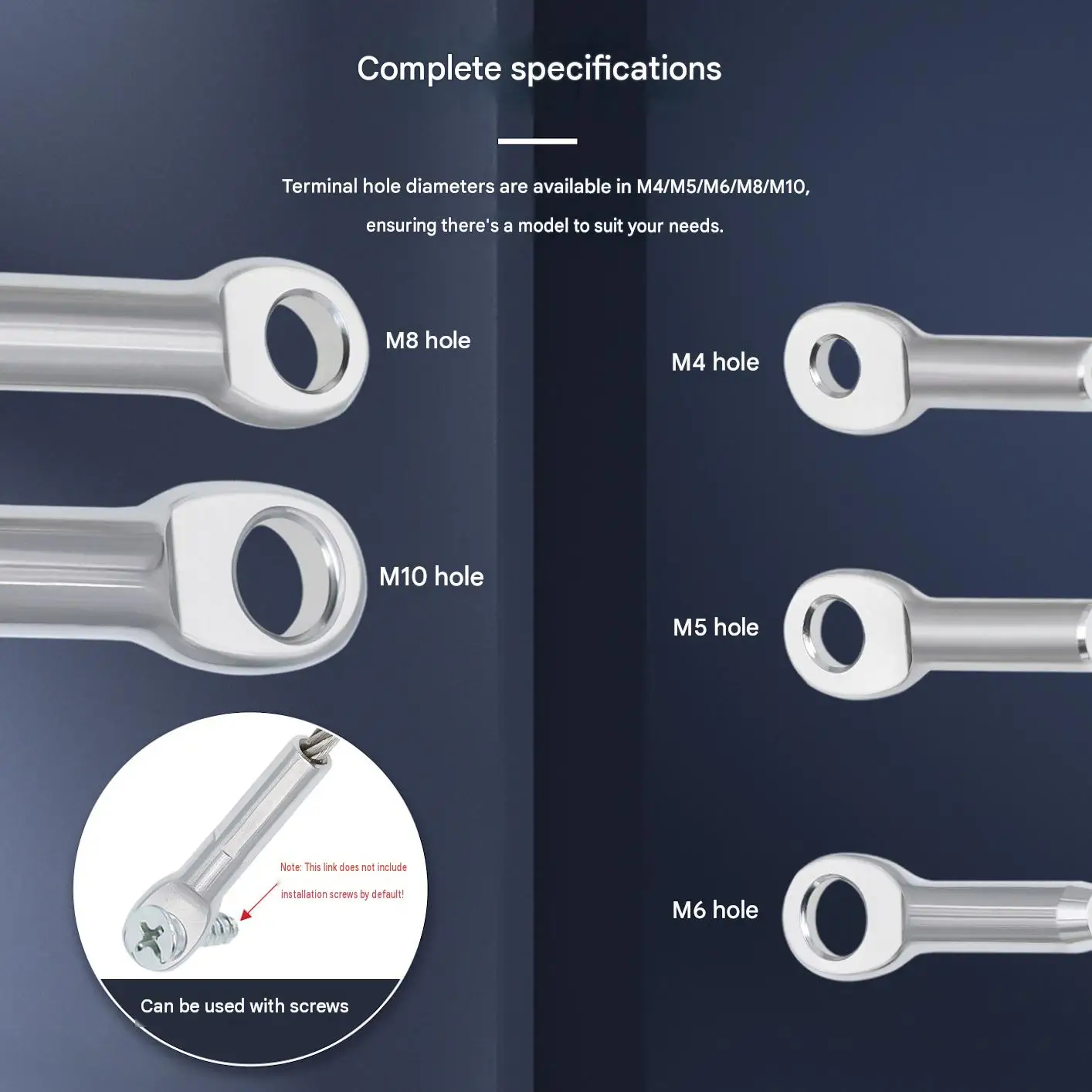 304 Stainless Steel Short Eye Terminal for Wire Rope 1.5-6mm, Cable Thimble Eyelet End Fitting with Mounting Hole M4-M10
