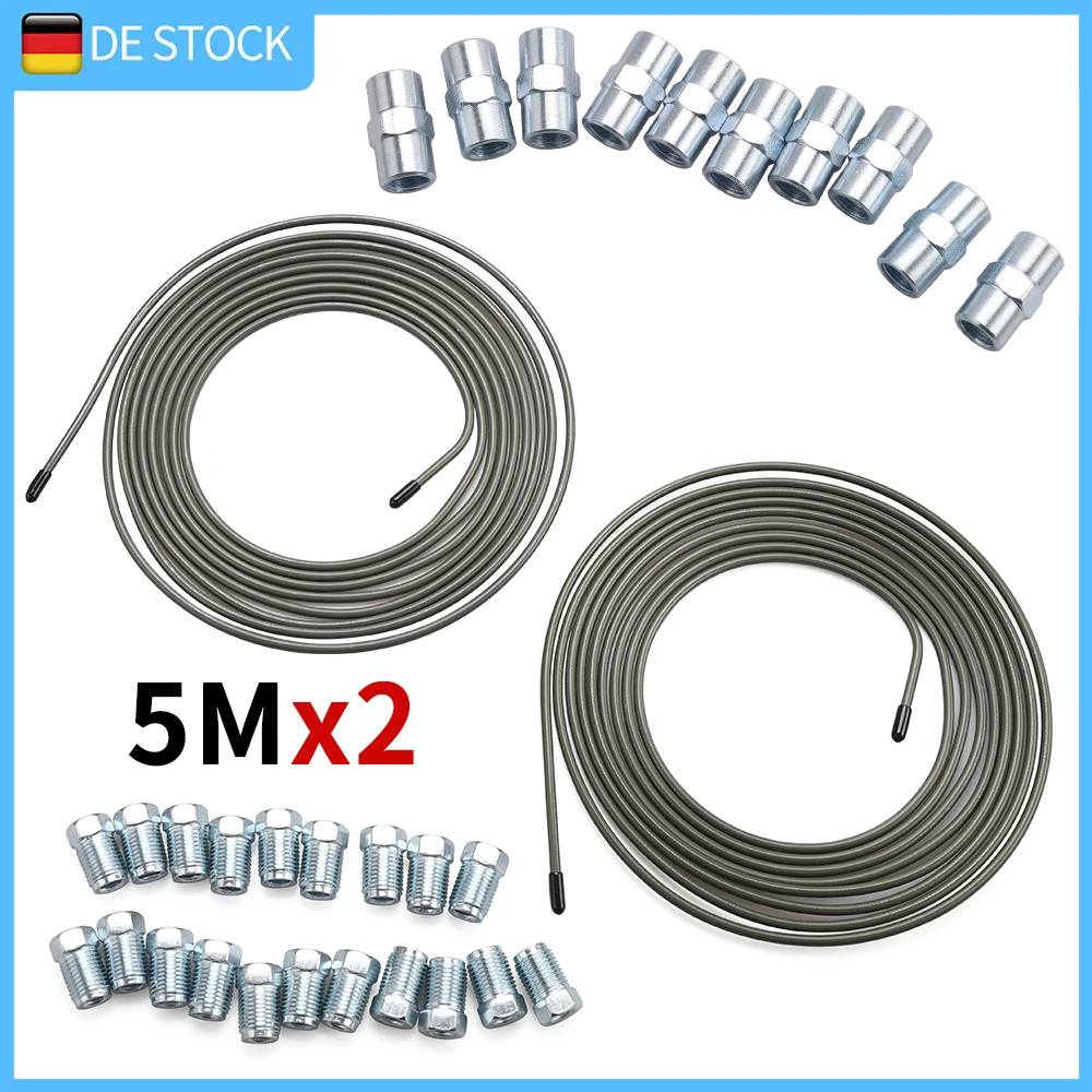 10m Bremsleitung Bremsrohr Stahl 4,75mm +10 Verschraubungen +5 Verbinder DE
