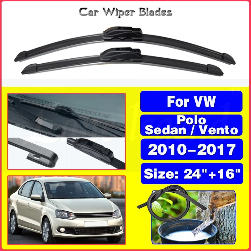 Windshield Windscreen Wiper Blades For VW Polo Sedan / Vento 2010 2011 2012 2013 2014 2015 2016 2017 Front Window Wiper 24