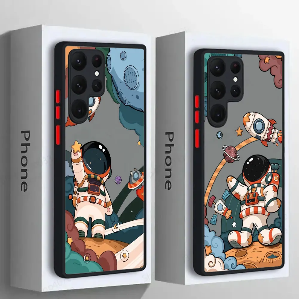 

Funny Cute Astronaut Cartoon Spaceman S25 Ultra Case For Samsung Galaxy S25 S24 S23 S21 S20 FE S22 Plus Note20 Ultra Phone Cover