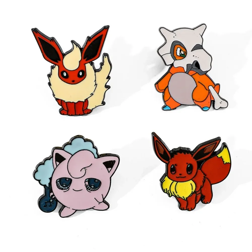 4 Pcs Characters Cartoon Brooch Flareon Jigglypuff Cute Enamel Pin Metal Badge Jewelry Clothing Backpack Accessorie Gifts view 6