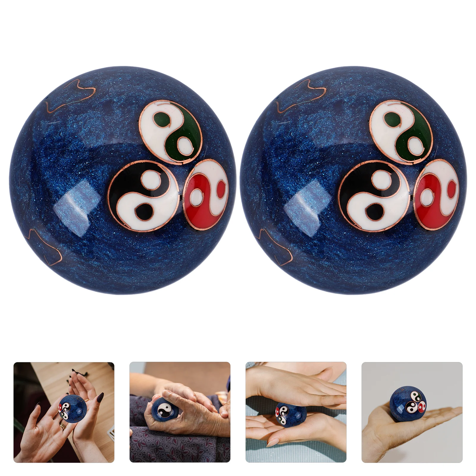 

2 шт., гандбол для фитнеса, синий багуа, массажный мяч для расслабления мышц, мячи для упражнений для рук для пожилых людей, взрослых, снятие стресса