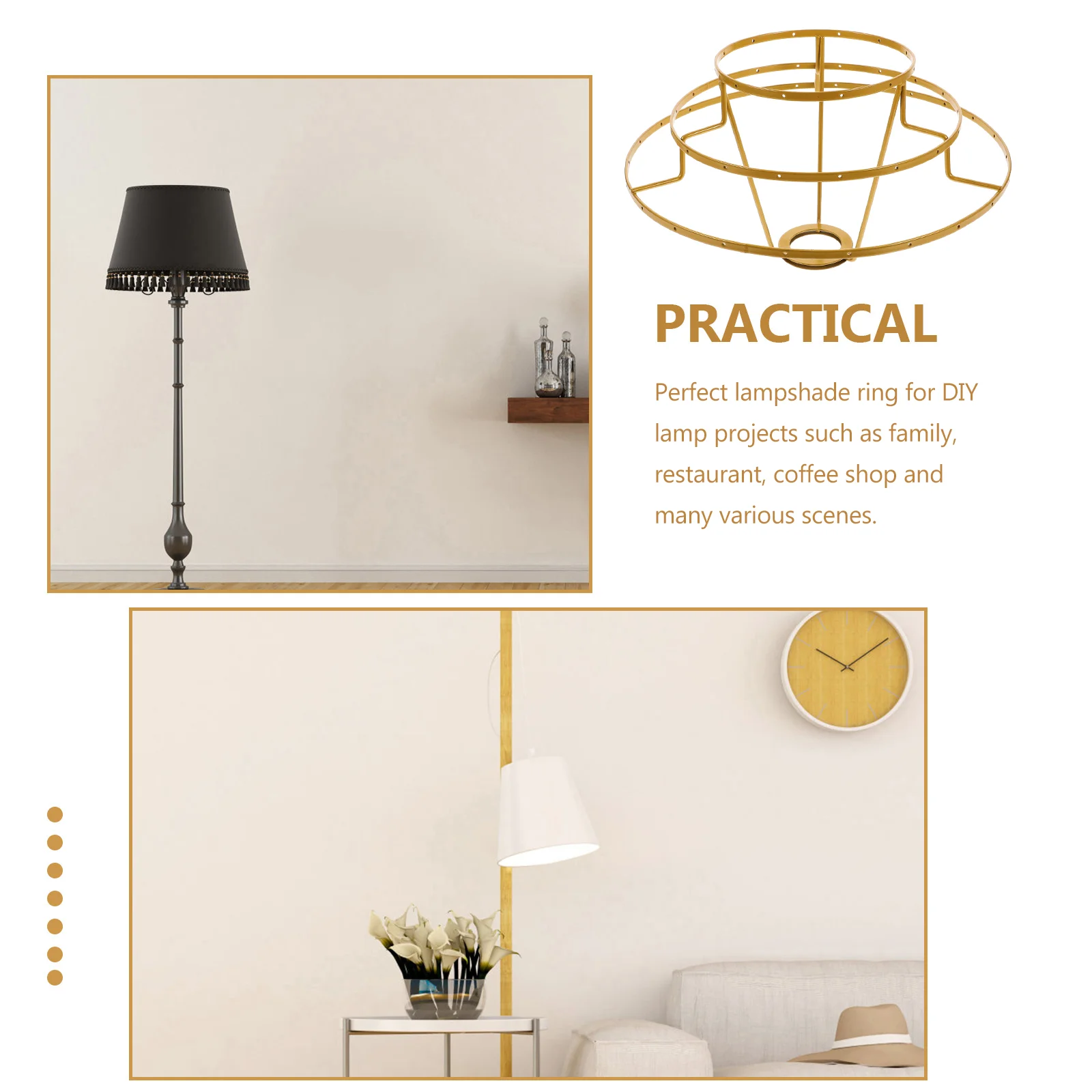 Light Stand Table Lamps Shade Holder DIY Ring Cage Guard Ceiling Fitter Metal Support Fix Lampshade