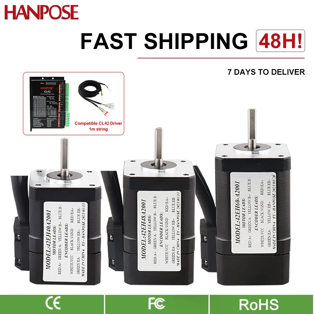 HANPOSE Motor Hybrid torque nema17 Stepper motor 42EH40 -48/60A2001 2.0A 0.8N.m 60MM CL42 Drive Closed Loop CNC Controller Kit