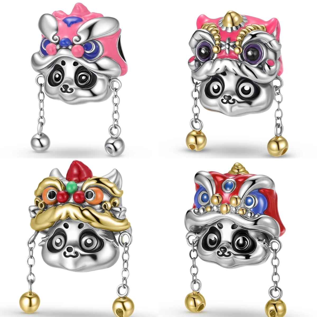 

KATAOKA 925 Sterling Silver Chinese Panda Lion Bell Head Bee Costume Balloon Charm Beads Fit Original Bracelet Accessories