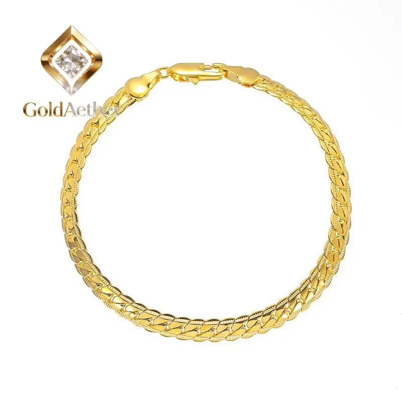 

GoldAether Luxury 24K 9999 Pure Gold real gold Women's 5MM full side flat bracelet