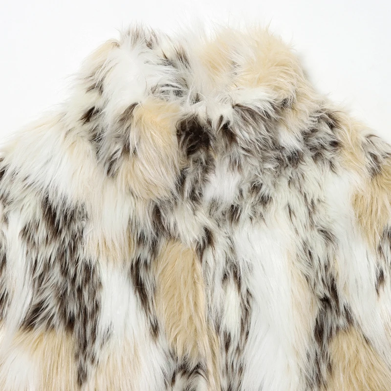 HXAO Leopard Cropped Jacket Women's Fur Coat Autumn Winter Plush Long Sleeve Tops Fluffy New In Coats & Jackets Hairy Outerwears
