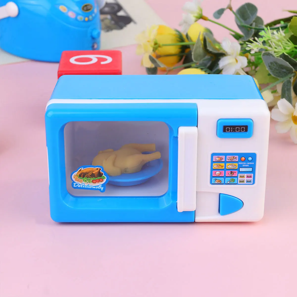 

Blue Microwave Kid Educational Playset Simulative Home Appliance Creative Chic Smooth Surface Unisex Gift (Without )