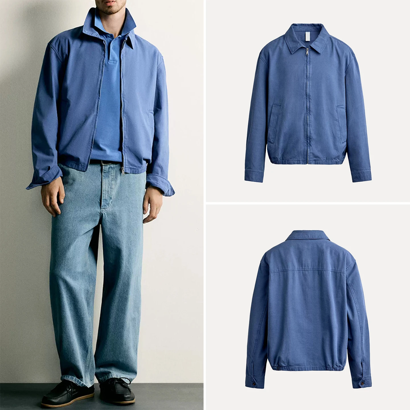 Men's Slim Fit Long Sleeve Jacket Collar Coat Washed Style Casual Fashion Autumn Collection ZADATA Brand 1063201