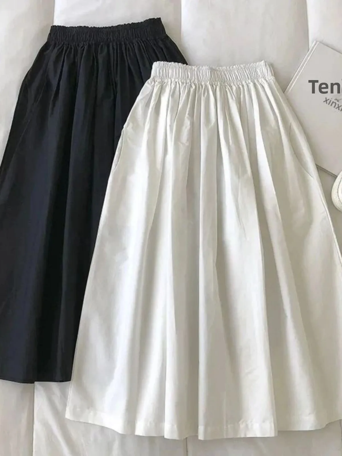 

High Waist Midi Skirt for Women Color Ladies Pure Color High Waist mid Length Skirt Faionable Casual A-Line Skirt