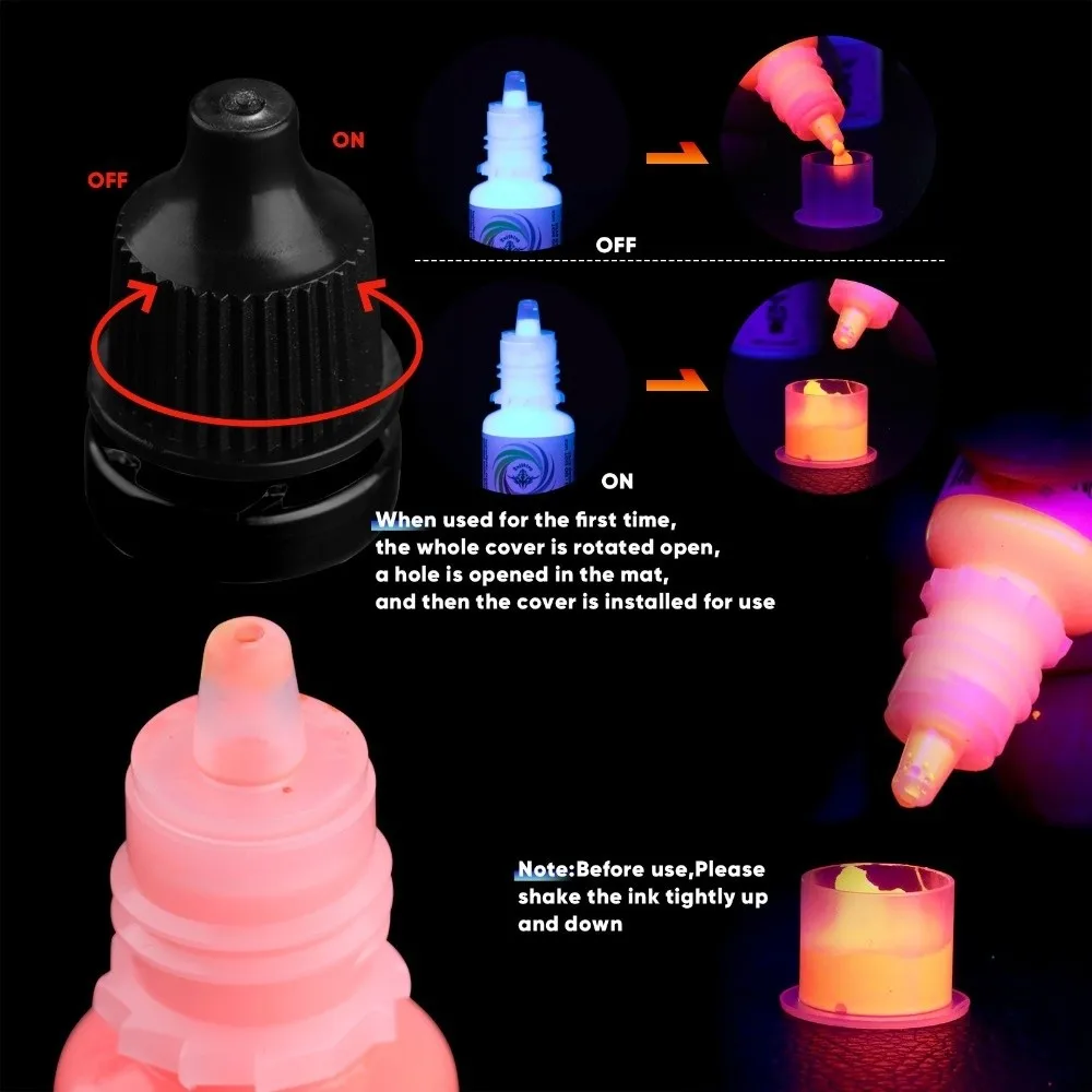 New 5ml Tattoos Ink Body Art Multi-Color Semi-permanent Ink Professional Fluorescent Ink Pigment Studio