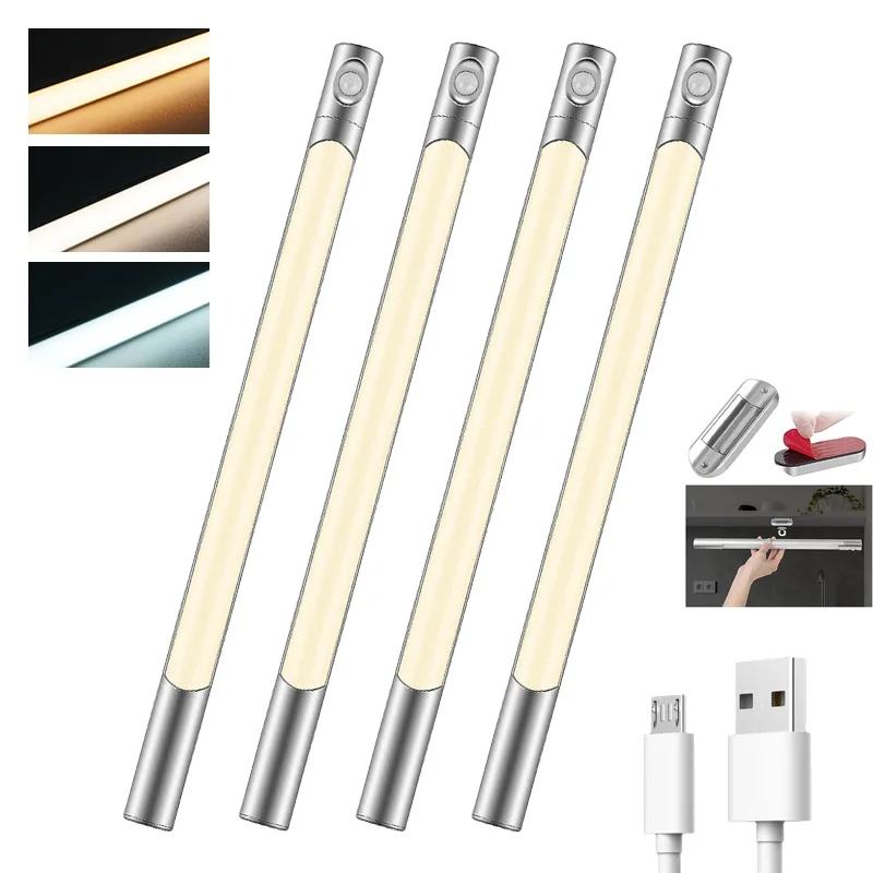LED Night Light Sensor Movement Battery 3000mAh Rechargeable Night Lamp Magnetic For Room Kitchen Under Cabinet Closet Lights