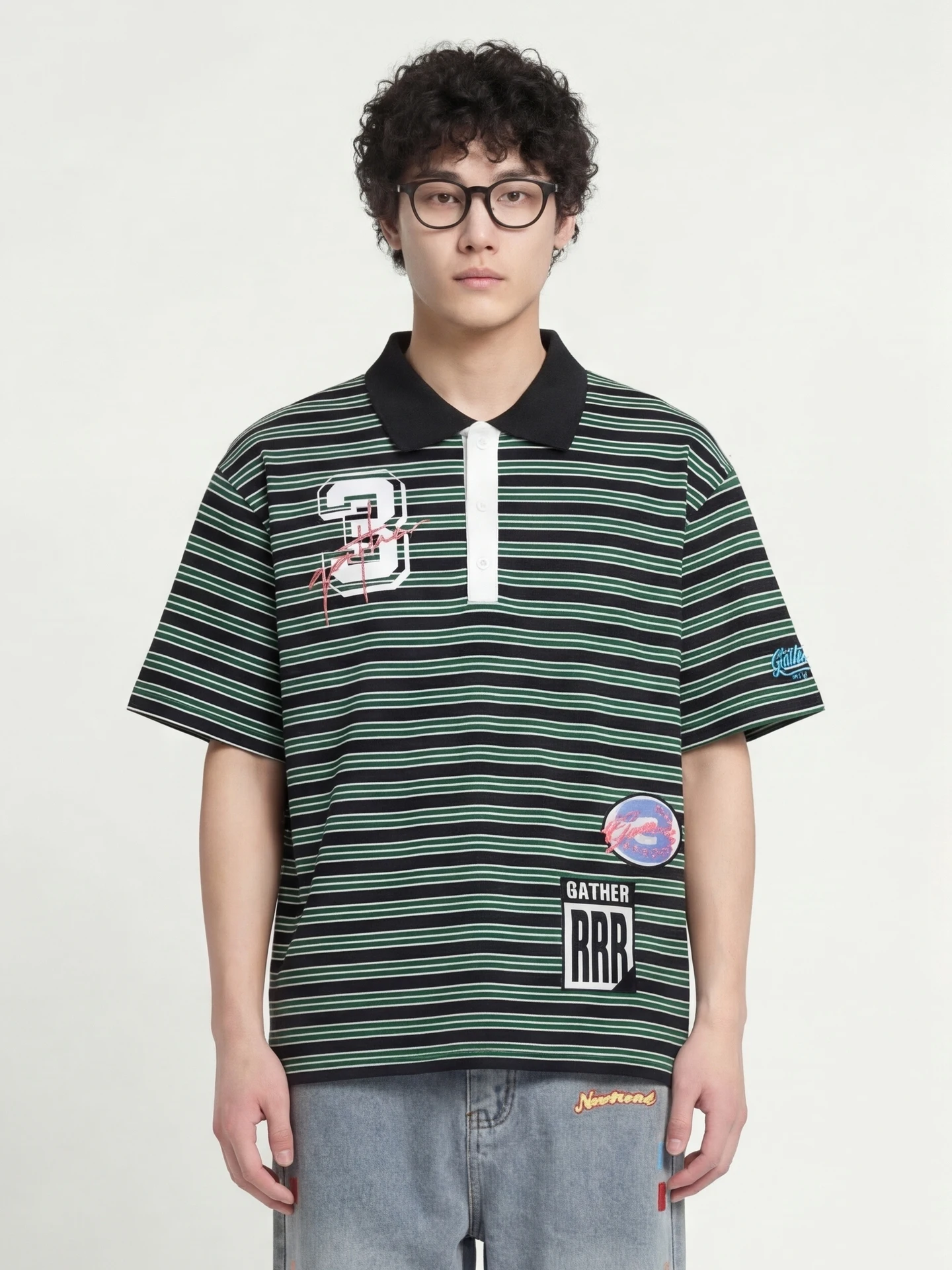 火星デジタルストライプストリートルーズ半袖tシャツユニセックスサマー2026ファッションカジュアルウェア中国製