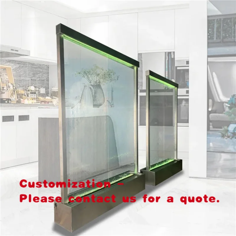custom.Spa and Salon  Customized Stainless Steel Frame Led  Glass Wall
