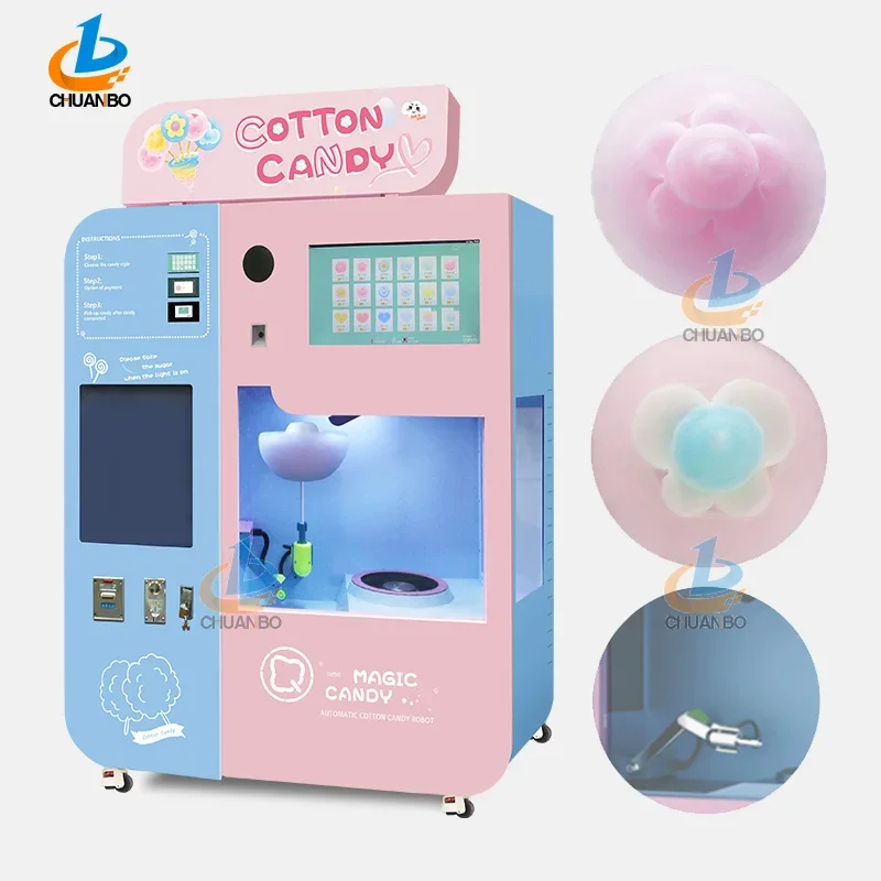 Hot Selling Fully Automatic cotton candy vending machine Smart Commercial Electric Machine For Cotton Candy