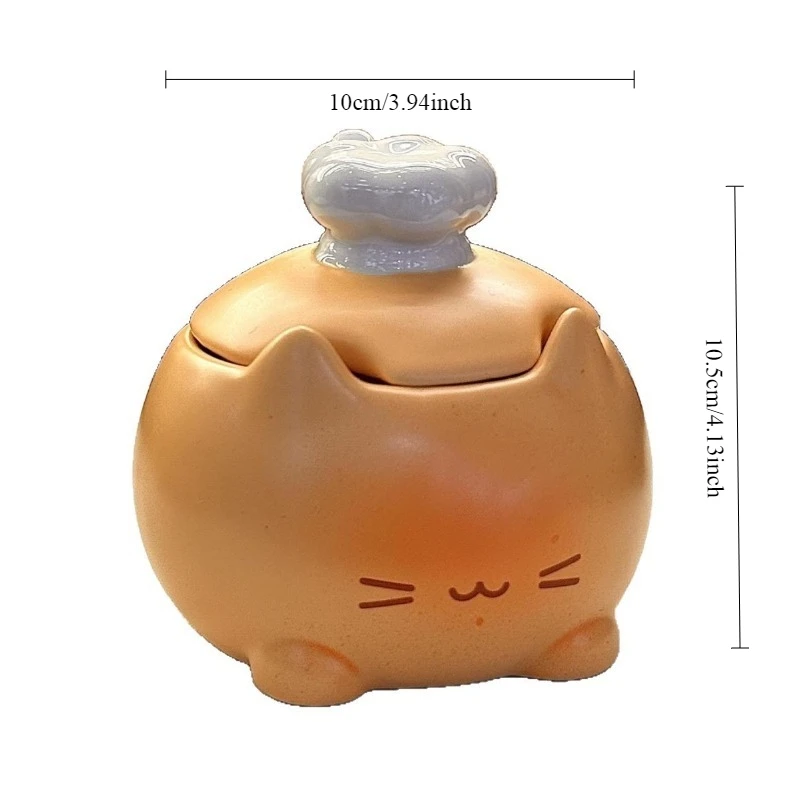 Cartoon Cat Ceramic Salt Shaker 10.5cm,Underglaze Caramel Design Sugar Spice Jar,Cute Kitchen Dining Table Decor, Gift for Women