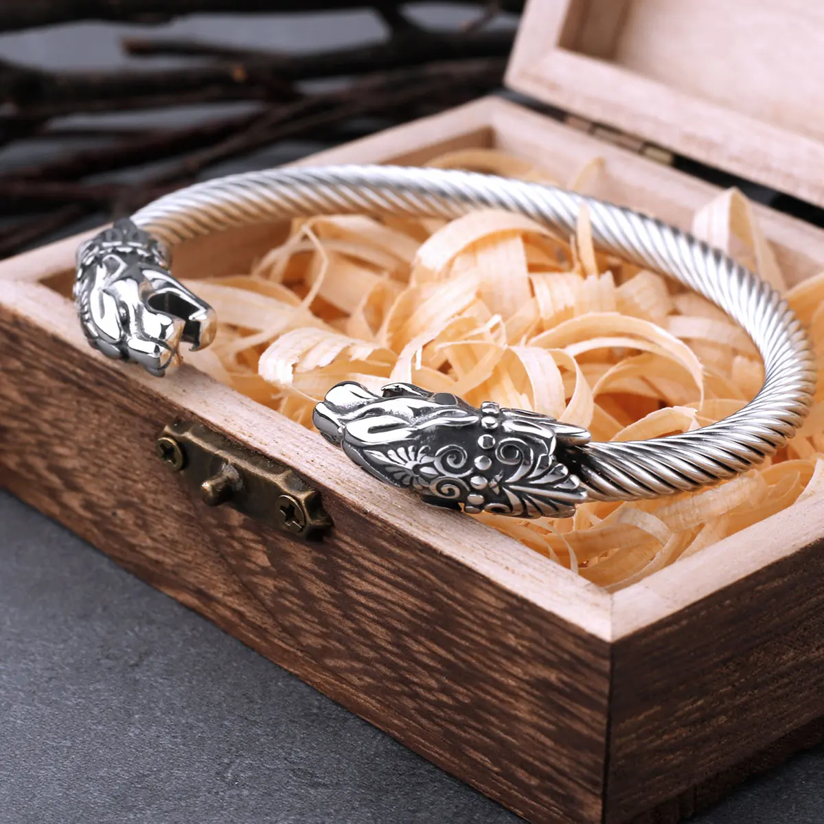 Stainless Steel Nordic Dragon Head Bracelet Men Fashion Hip Hop Biker Wristband Cuff Viking Arm Ring Punk Jewelry for Males Gift