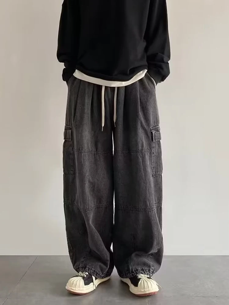 

Vintage Hip Hop Women Jeans Fashion Wide Leg Pant Pocket Belt Baggy All-match Y2k Female Trouser High Street 2026