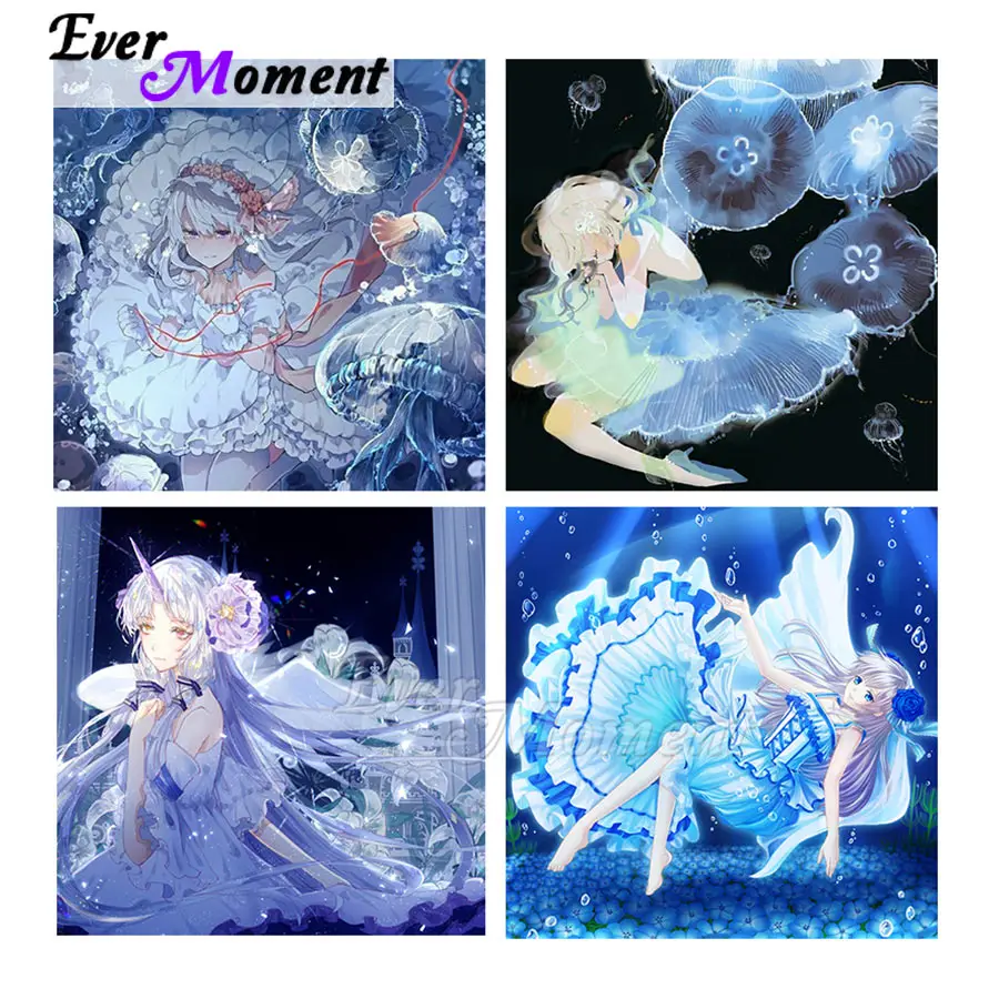 

Ever Moment Diamond Wall Art Полный квадратный круглый дрель Картинка Ремесленный комплект Подарок Медуза Япония мультфильм Аниме Девушка 5D ASF2362