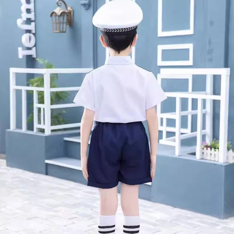 Tuta da spettacolo blu Navy per bambini, Set di uniformi da pilota per bambini, tuta da scuola materna, aeronautica della scuola primaria nuovo stile