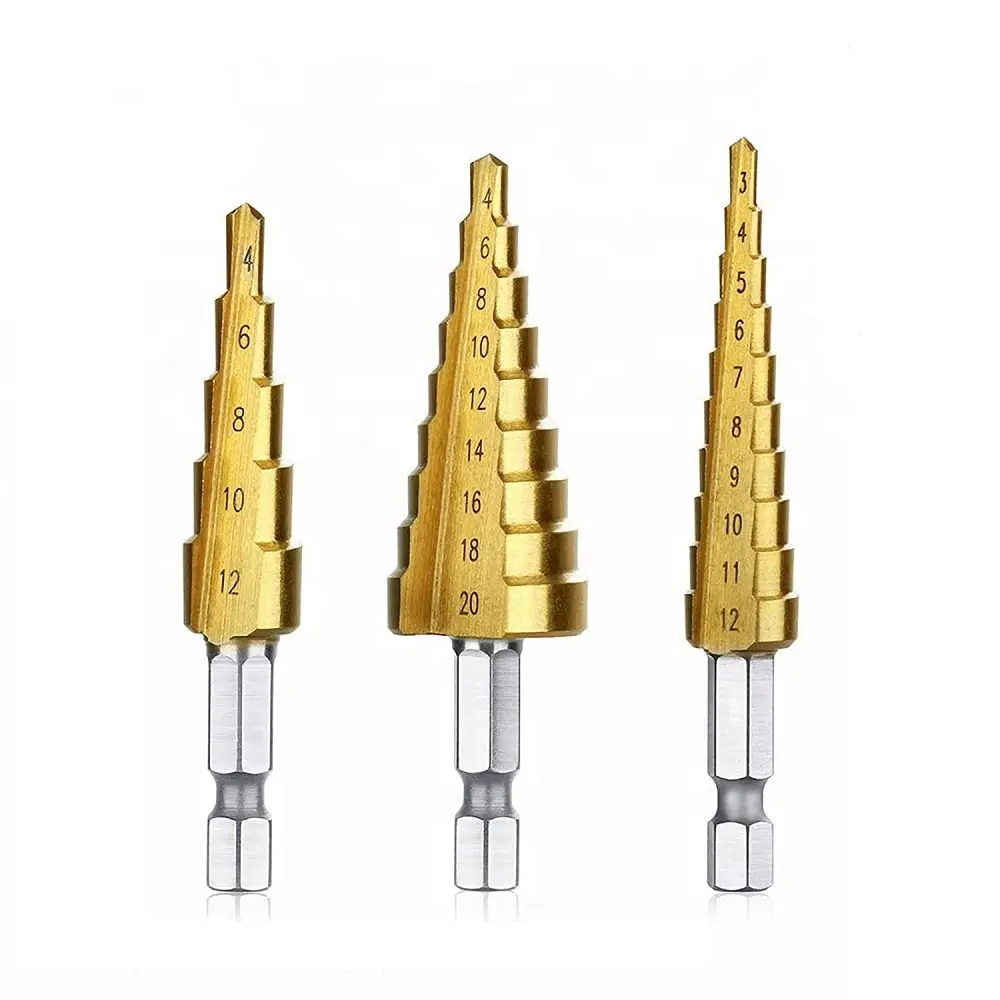 A Combination of Three Different Specifications of Step Drill Bits