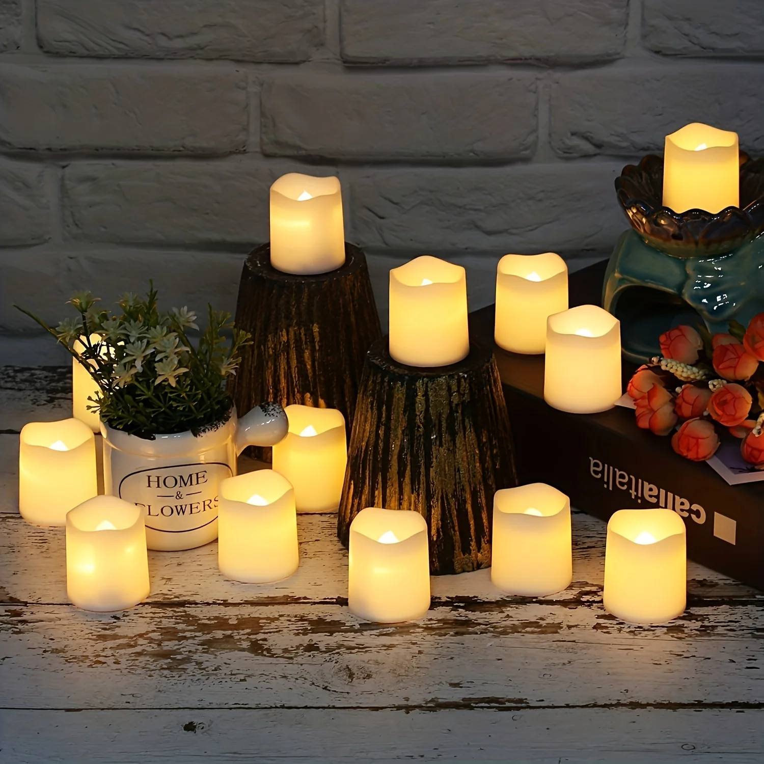 24pcs/set Travel Flameless Led Candles Creative Wishing Tea Lights Warm White For Halloween Christmas Home Decoration JJ2857