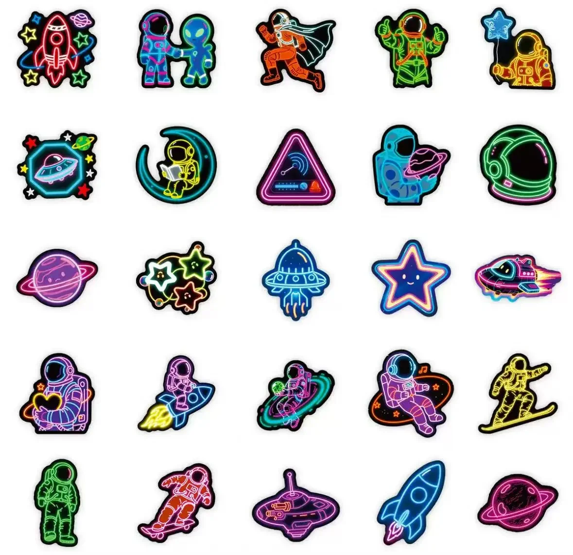 56 New Neon Astronaut Graffiti Stickers Waterproof  Stickers can be used to decorate your laptop notebook and wherever you