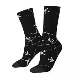 Airplane Airport Sign Night Flight Routes Men Women Socks Outdoor Novelty Spring Summer Autumn Winter Stockings Gift