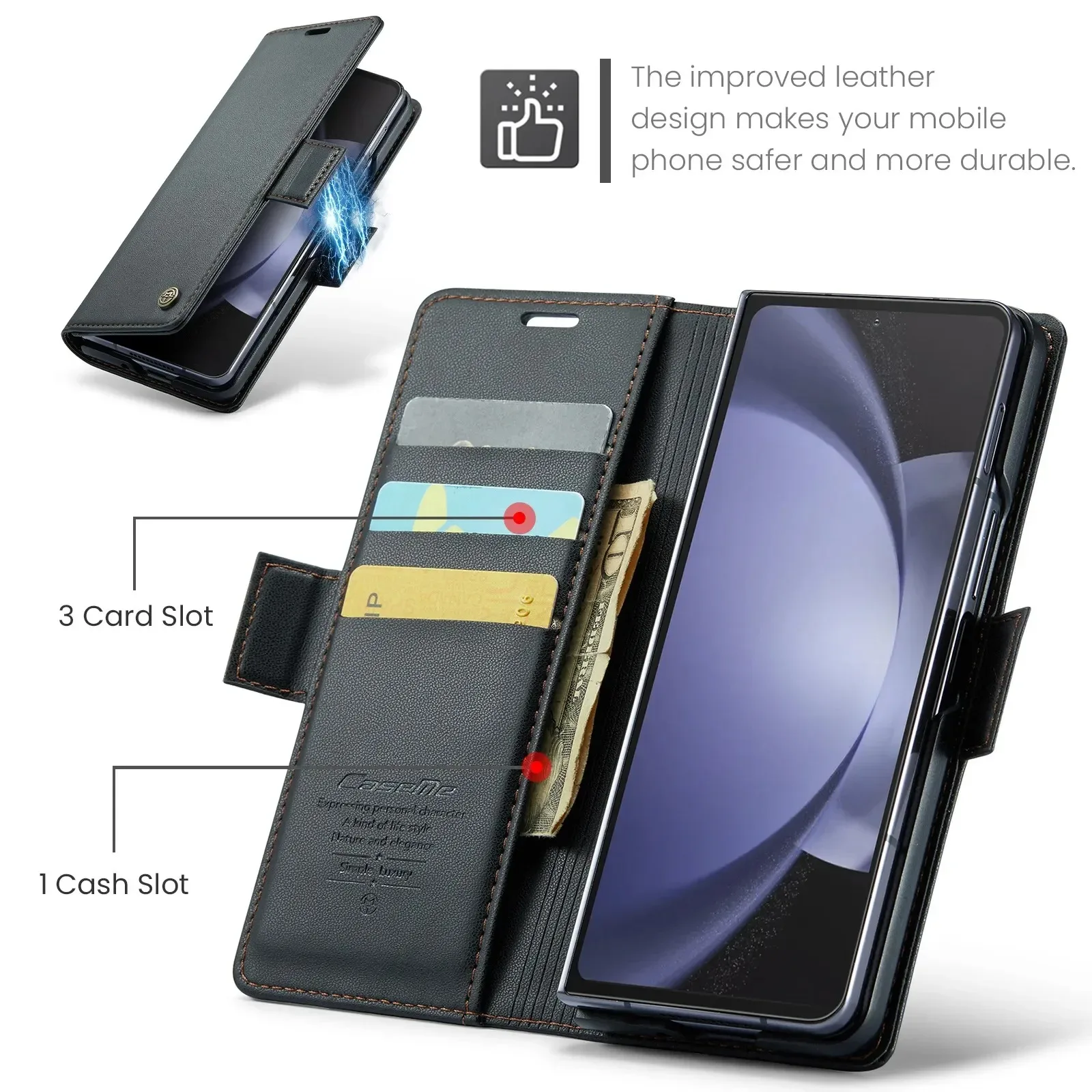 Luxuriöse Flip-Lederhülle für Samsung Galaxy Z Fold 8 Ultra Fold 8 7 6 5 Magnetischer Stoßschutz Schutzhülle Fundas