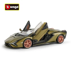 Bburago 1:24 Lamborghini Sian FKP 37 Red Sports Car Static Die Cast Vehicles Collectible Model Car Toys