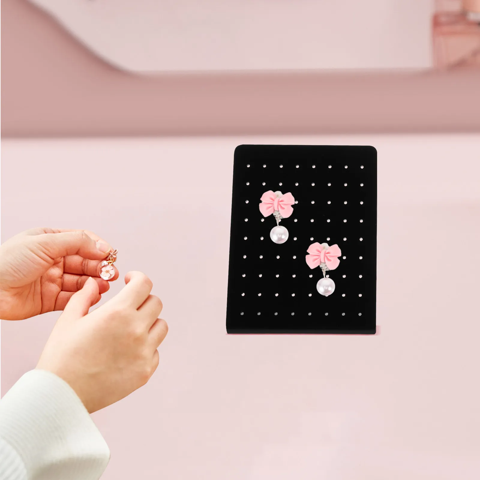 

6Pcs Earring Display Stand Multi Hole L Shape Holder for Desktop Earrings Storage Organizer Clear Jewelry Rack