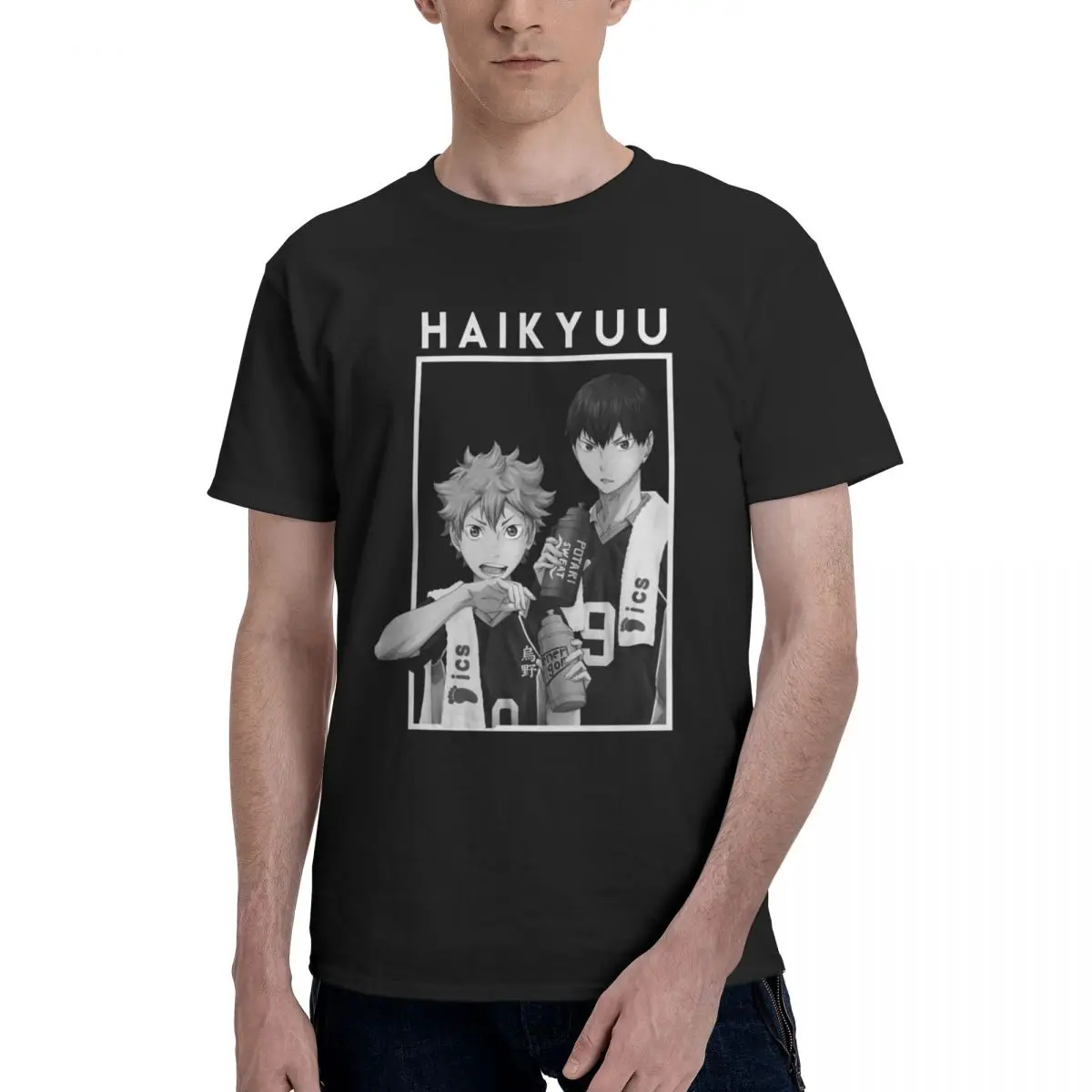 Men Haikyuu Hinata And Kageyama Anime Retro T Shirt Vintage Plus Size O-neck Cotton Sleeve Tee Shirt