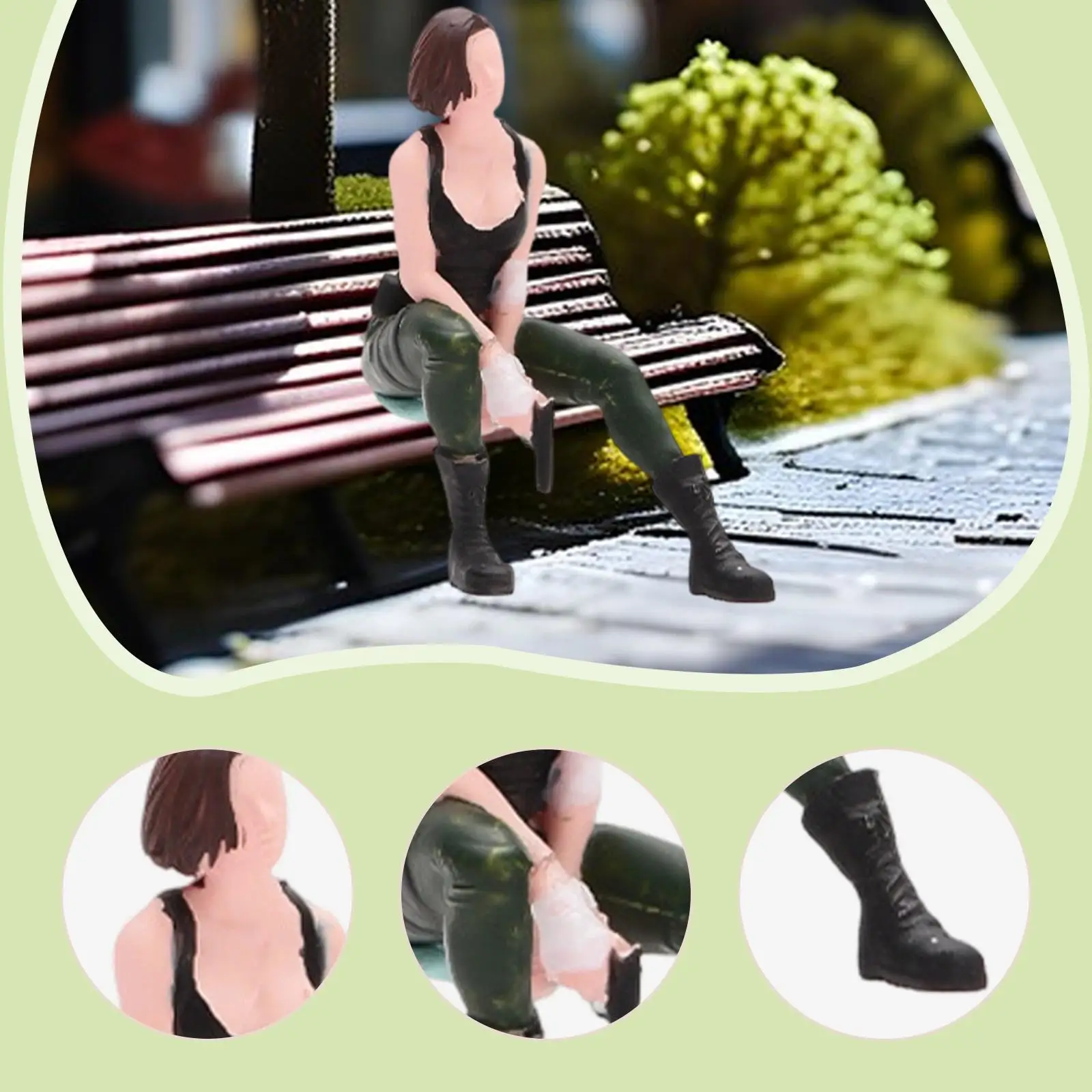 

1/64 Scale Seated Lady Miniature Figure Finely Painted Sand Table Decoration Prop Mini Figurine Female Character for Photo Prop