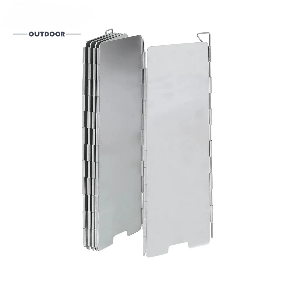 8/9/10 لوحات موقد خارجي حاجز الرياح التخييم نزهة المواقد الغاز المحمولة واقي للشاشة الألومنيوم طوي منحرف الرياح أداة