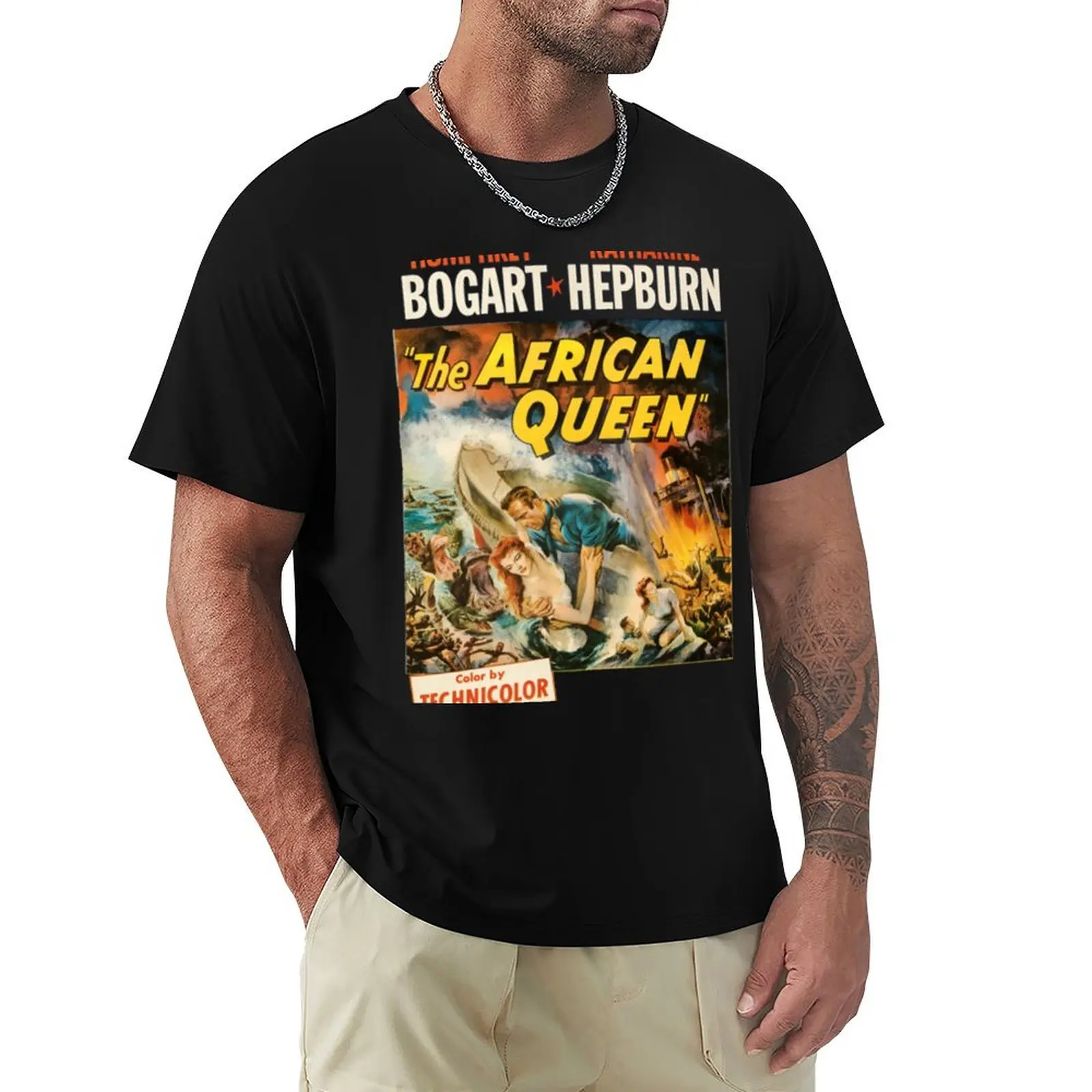 

The African Queen Movie Po T-Shirt blue archive valentines boutique clothes custom t-shirts kawaii clothes oversized t shirt men