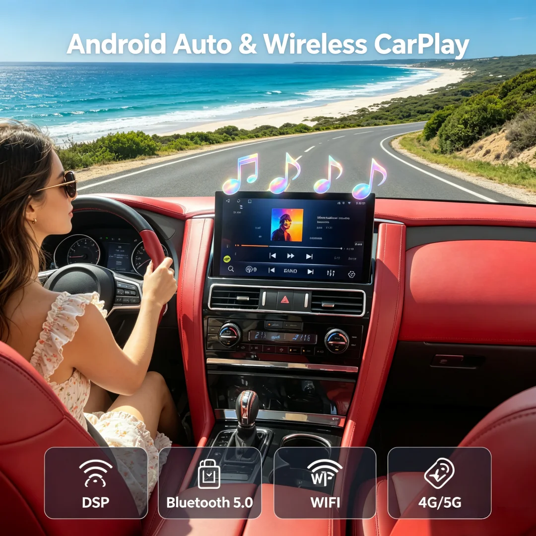 CarPlay Android 14 Car Radio For Nissan Armada Y62 Patrol QX80 QX56 2010-2022 GPS Navigation Bluetooth Multimedia Player Audio