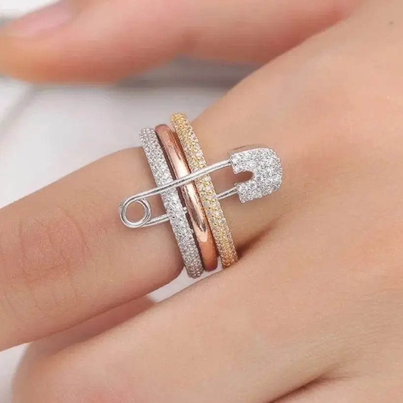 

Stacked Rings Fashion Trend Street Style Gift For Friends, Birthday Party Surprise Zircon Ring Jewelry Gifts